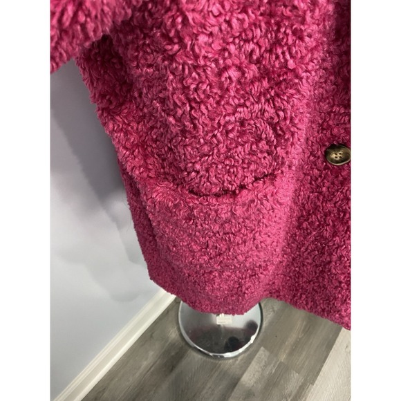 Calvin Klein Pink Faux Fur Coat Women Size Large Black Lined Jacket - Picture 5 of 15